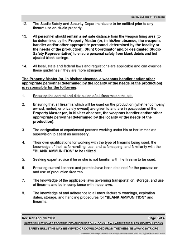 Industry Bulletins Prop Gun Safety